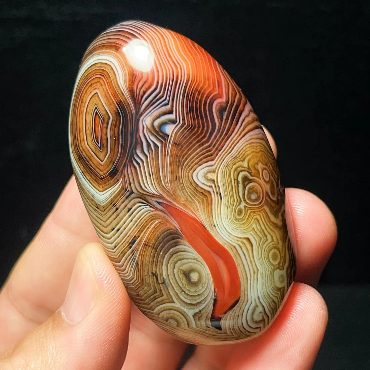 Vibrant Color Banded Agate Worry Stone, Gift Stone, Tumbled Polished, Table Decor, Natural Stone, Crystal Collection