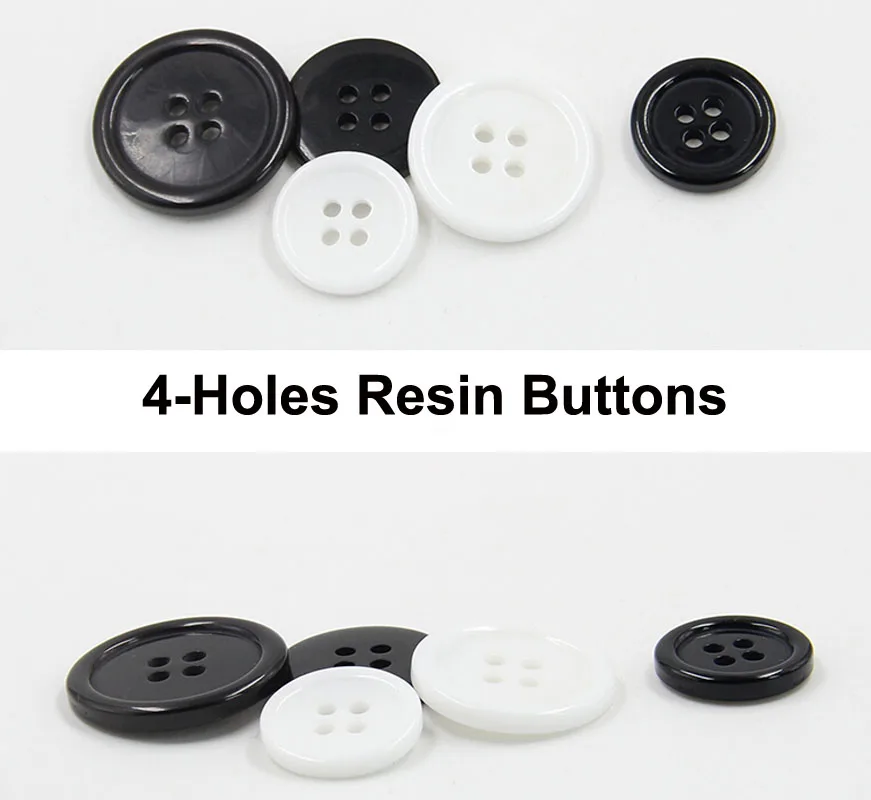 Round Resin Buttons for Shirt Sewing, DIY Coat, Scrapbooking, 4-Holes, 7.5/9/11.5/12.5/14/15/18/20/21.5/23/25/28/30mm