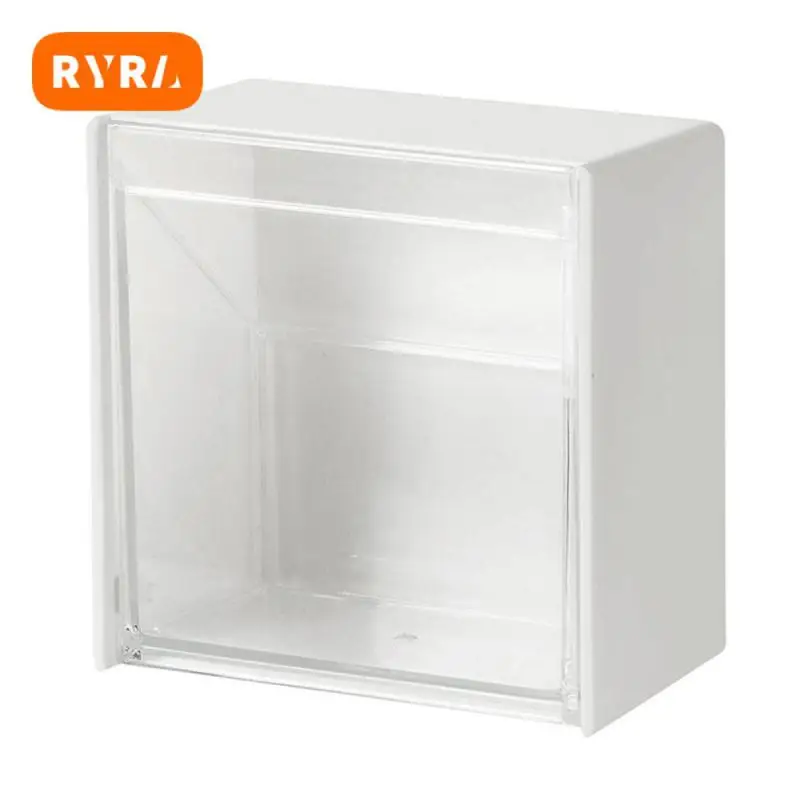 Wall Mounted Storage Boxes Dustproof Bathroom Organizer For Cotton Swabs Makeup Self-Adhesive Small Jewelry Holder Boxes