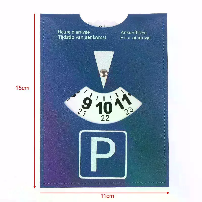 Blue PU Leather Parking Disc 4 Language Version Durable & Water-Resistant Arrival Timer For Car - Universal European Design