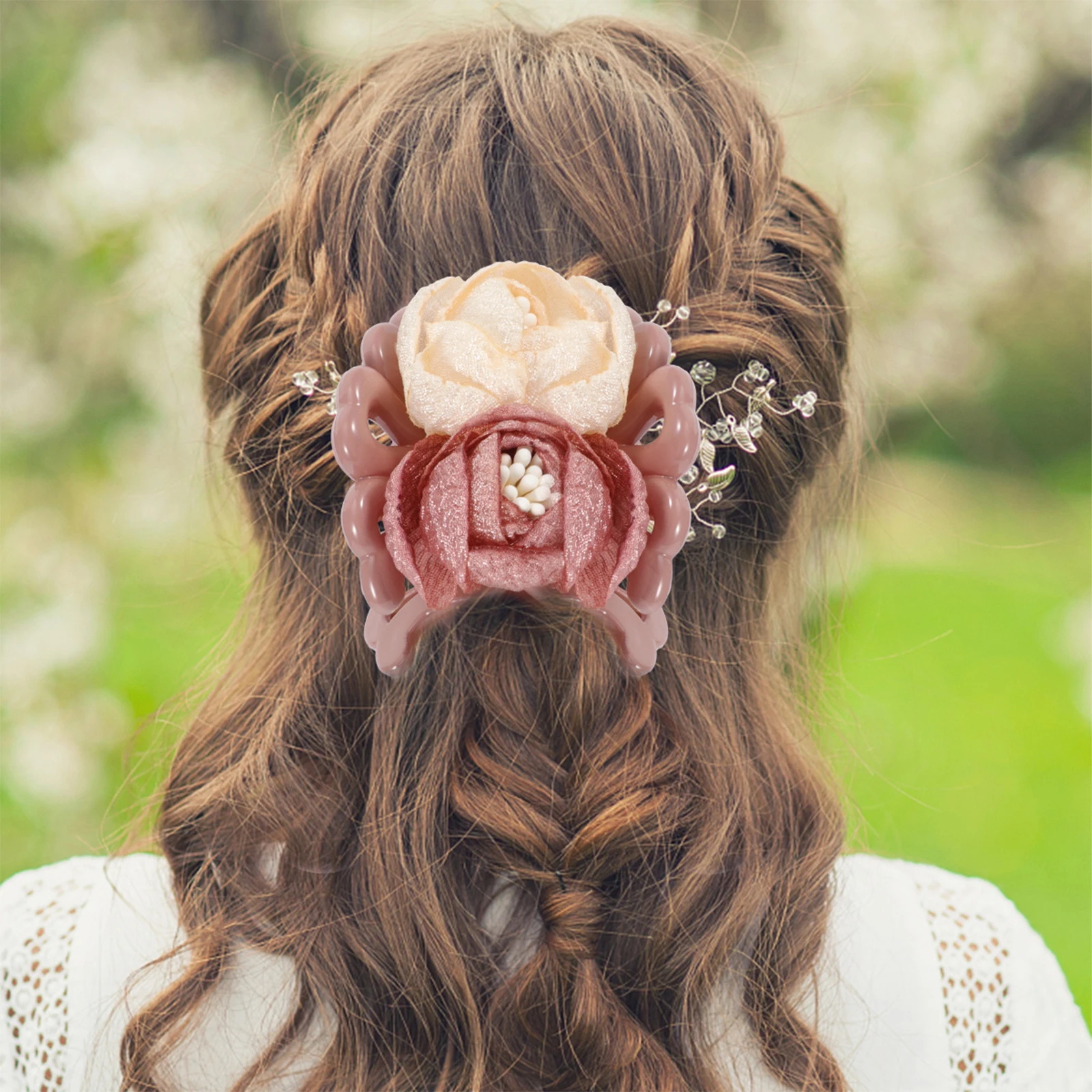 

Large Big Barrette Flower Hair Clamp Claw Classic Style Durable Plastic Resin for Thick Hair Gift Party Accessories