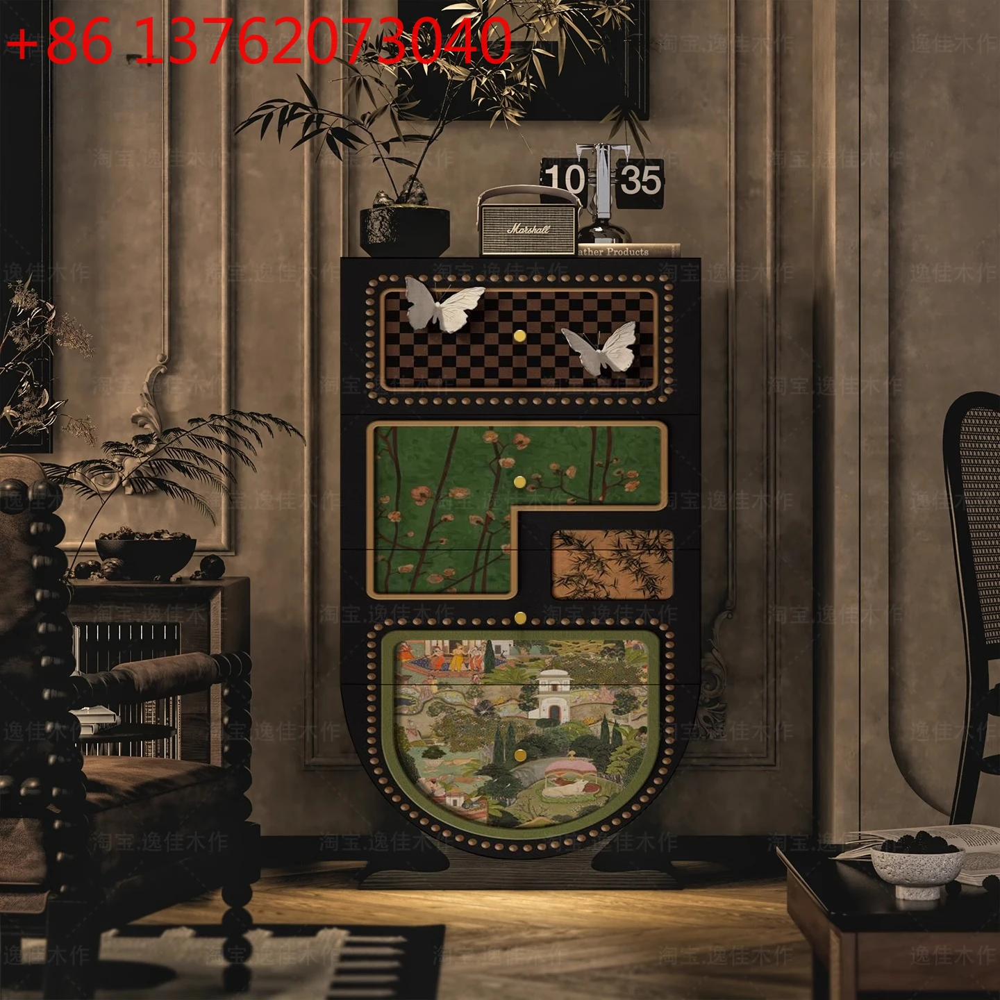 

Французский стиль Наньян, ретро-арт, головоломка, декоративный сундук, гостиная, диван, боковой шкаф