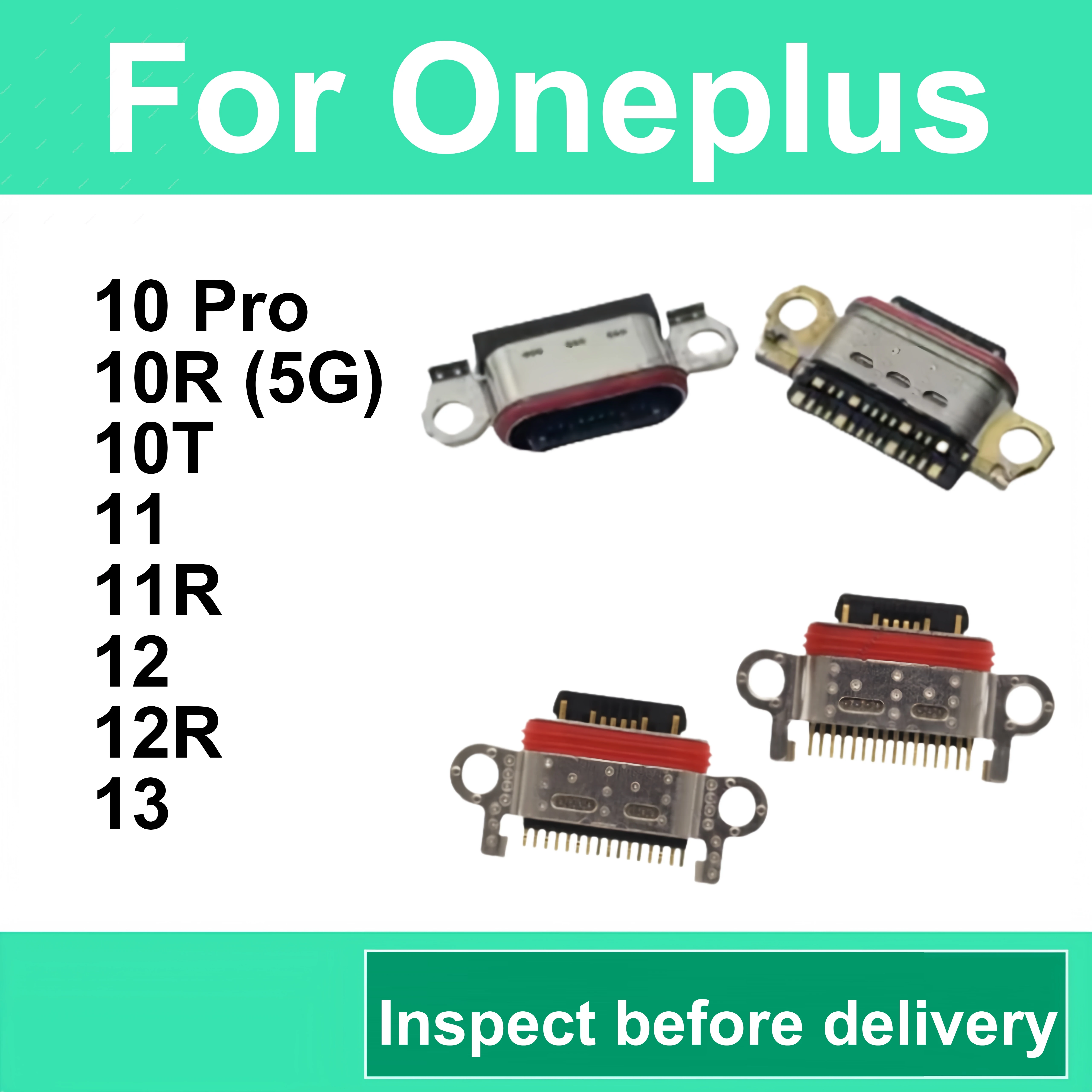 

For Oneplus 10 Pro 10T 10R 11 11R 12 12R 13 2PCS Durable Single Tail Charging Connector High Conductivity Material Replacement