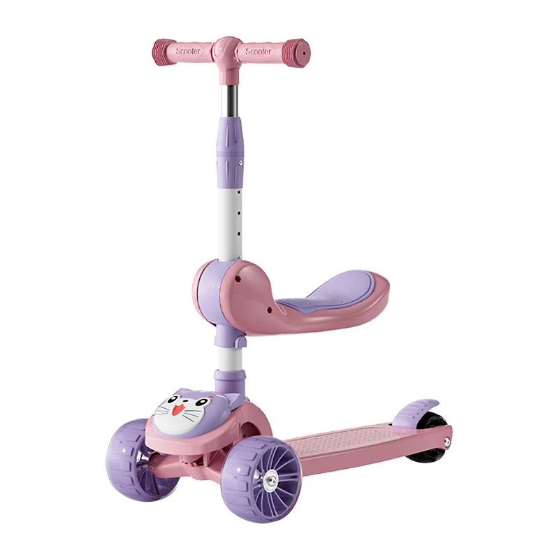 Cycling City Children Scooter 3 In 1 Children\'s Scooter Silent Wheel Scooter With Music Light 3 Wheel Scooter Children\'s Toy Car