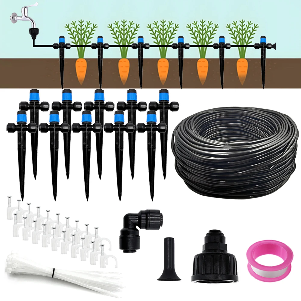 Quick-Connect Tropfbewässerungsset, Gartenbewässerungssystem, DIY-Set mit automatischer Bewässerungsausrüstung für Rasen, Hochbett, Gewächshaus