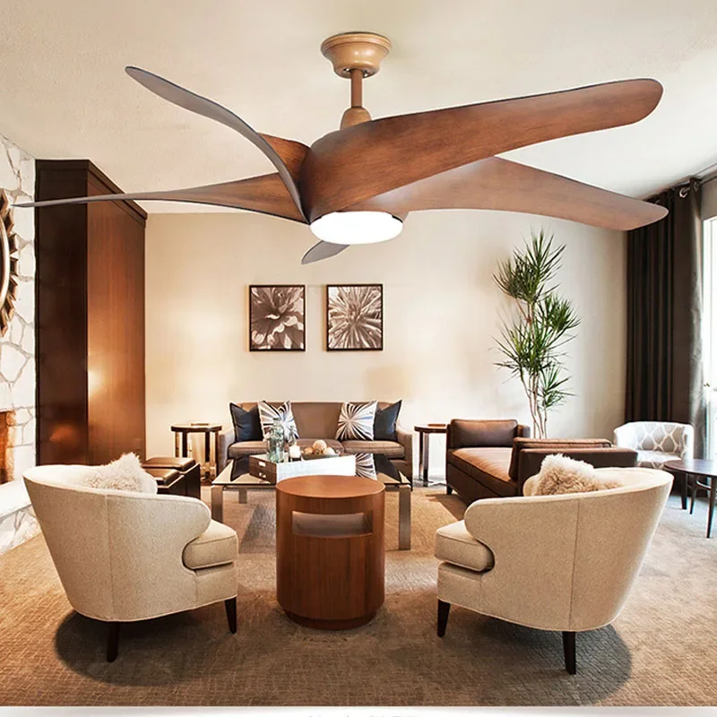 Large Size 60inch Retro Ceiling Fan With Light & Remote Control Industrial Living Room Outdoor Silent DC Fans Ventilador Techo