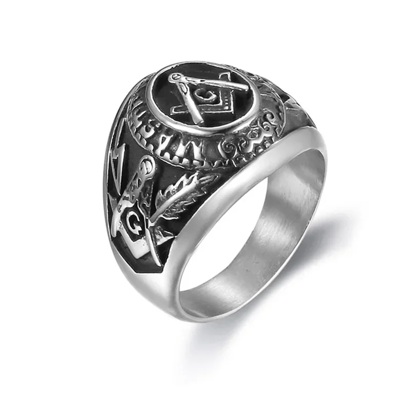 

Personalized Jewelry Vintage Freemasonry Logo Stainless Steel Men's for Rings Size 8-13