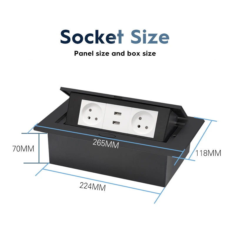 Metal Al Panel 45Module Israel Standard Hidden Type Table Socket Usb Office Home Kitchen Cabinet Desktop White Dark Gold Color