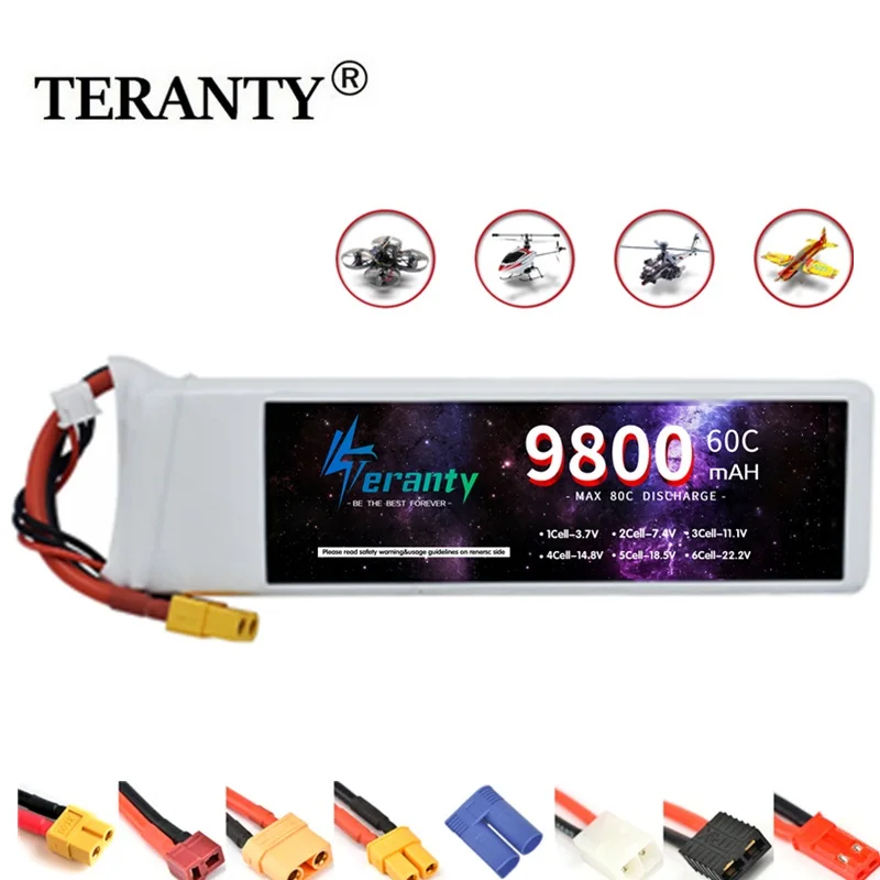 TERANTY 7.4V 2S 9800MAH 60C For Remote Control Car FPV Drones Quadcopter Boat Deans T TRX XT60 XT90 Connector 2S Batteries