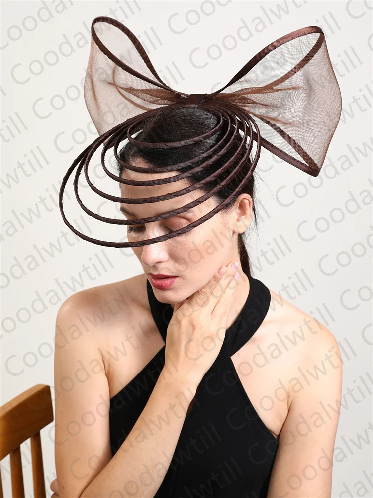 Elegant Fascinator For Women Wedding Hat Heaband Ladies Derby Race Luxury Designer Headwear With Bow Hair Accessories Hair Clips