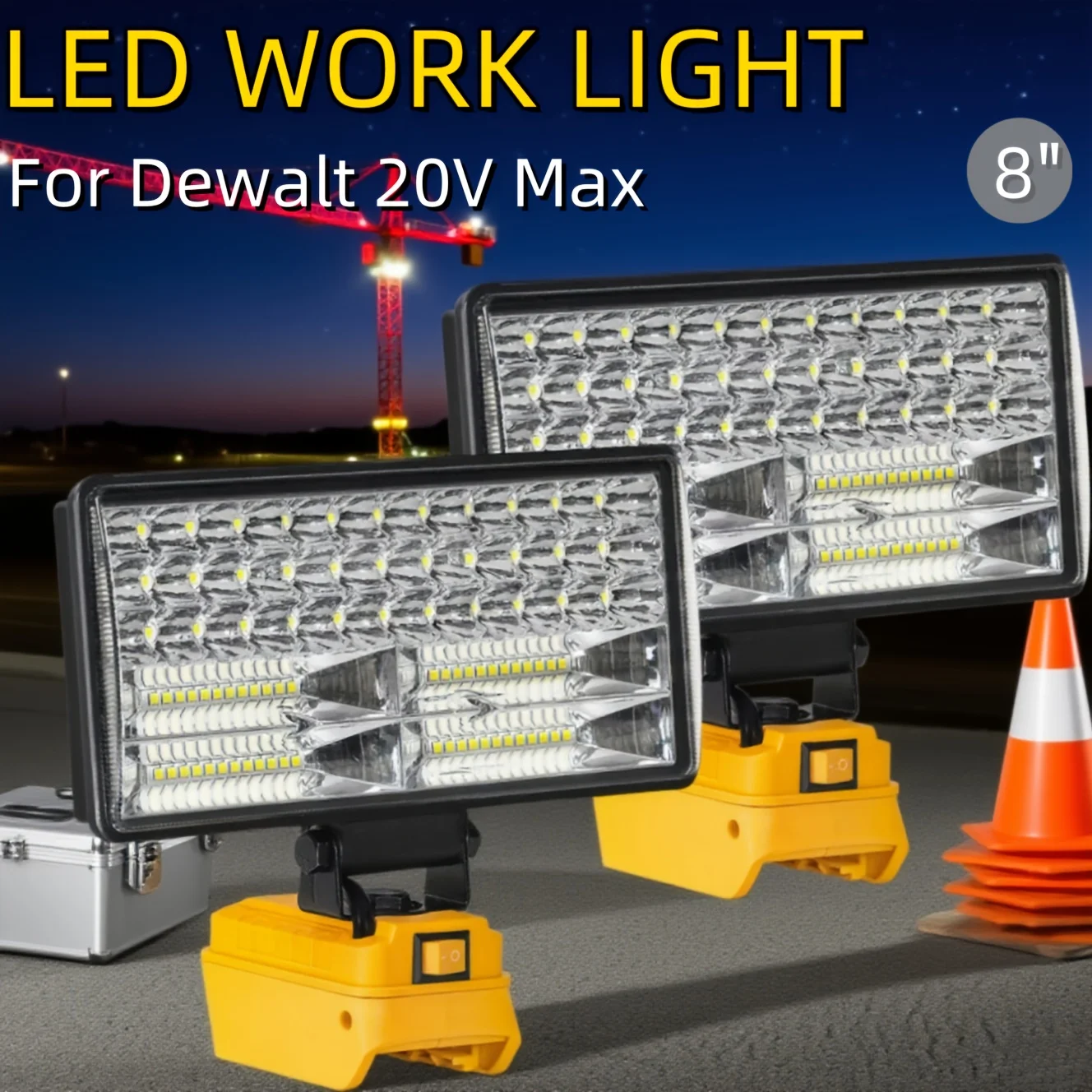 

1/2pcs Multifunctional LED Work Light - Portable Outdoor Floodlight Base, LED Outdoor Engineering Lighting, Lithium Battery Working Light, Power Bank for Camping, Construction, with USB Emergency