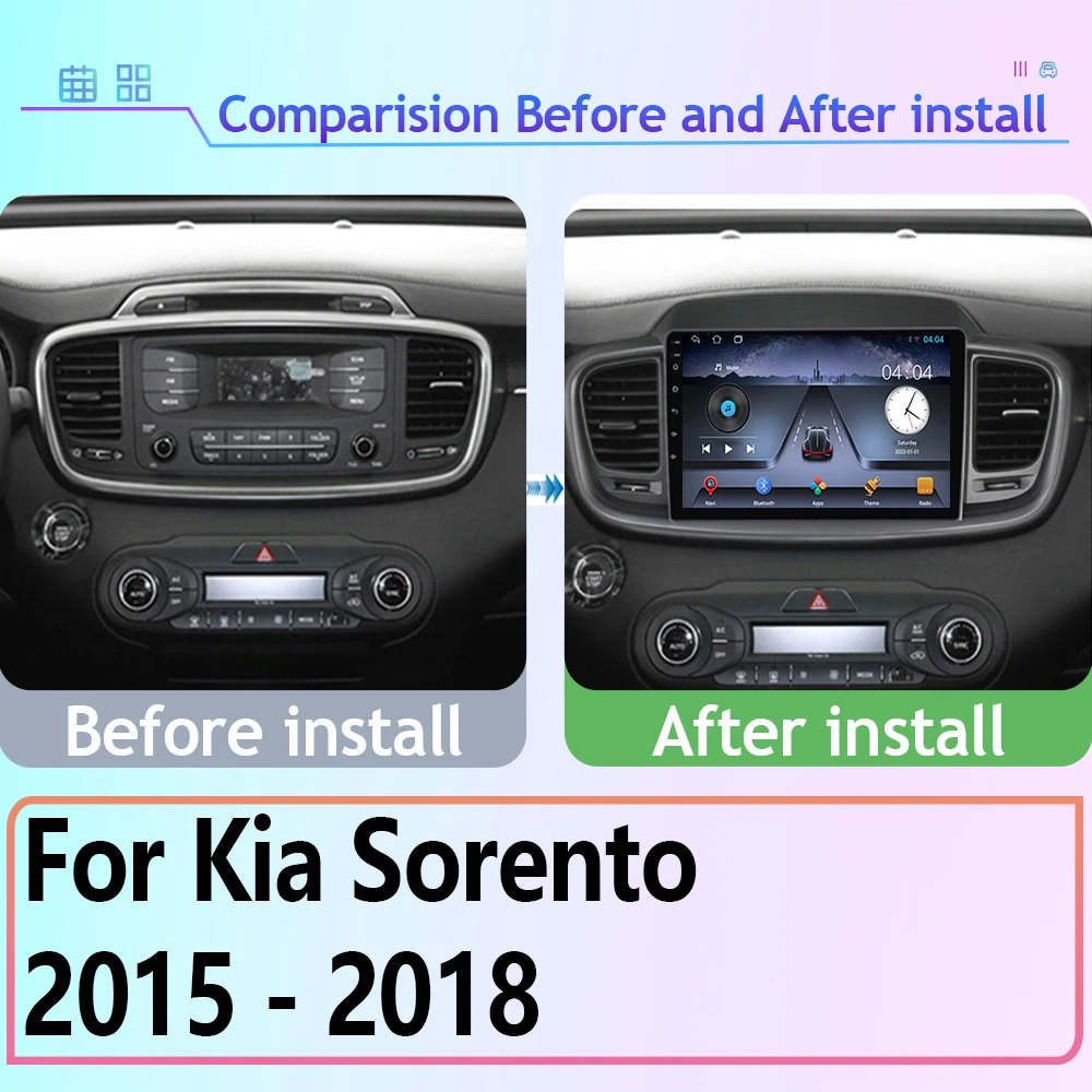 Android Auto For Kia Sorento 2015 - 2017 2018 Car Radio Stereo Multimedia Player Navigation GPS Carplay QLED Screen WIFI N0 2DIN