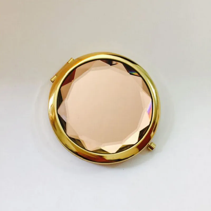 CX103 Luxury Crystal Makeup Mirror Portable Round Folded Compact Mirrors Gold Silver Pocket Mirror Making Up for Personalized