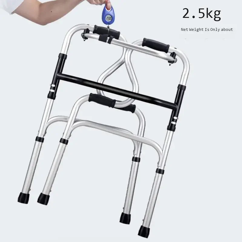 Elderly Dual-Wheel Walker Soft Leather Seat Height Adjustable Foldable Training Chair Waterproof Secure Mobility Aid