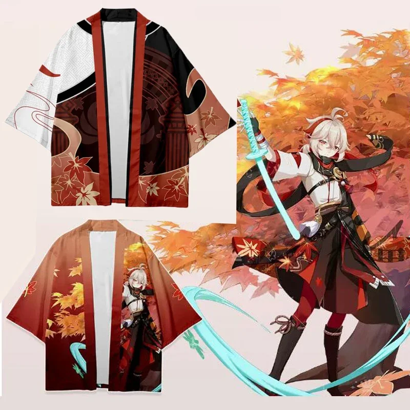 Hot gamer Genshin impact kaediara kazuha cosplay costume Japanese kimono cardigan shirt haori Obi clothes streetwear cloak coat