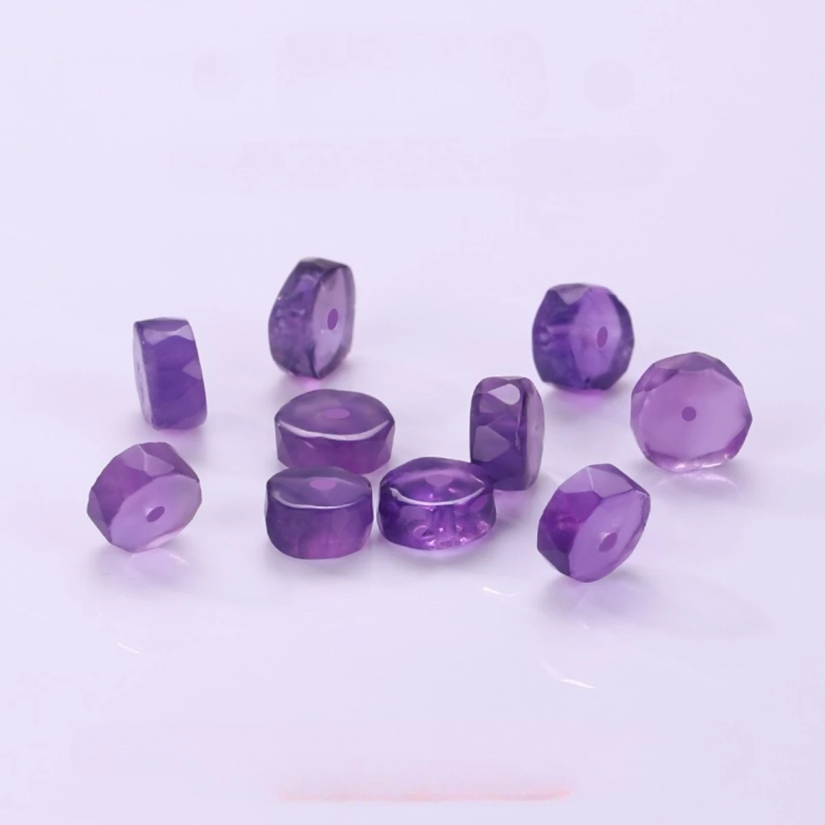 

12 шт. натуральных аметистовых бусин формы рондель 2,5x6 мм, неокрашенные, необработанные
