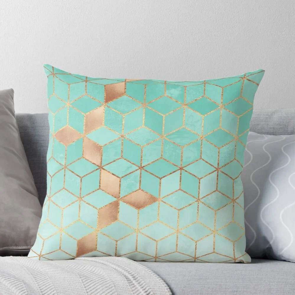 Soft Gradient Aquamarine Throw Pillow Pillow Covers Decorative Cushions Home Decor