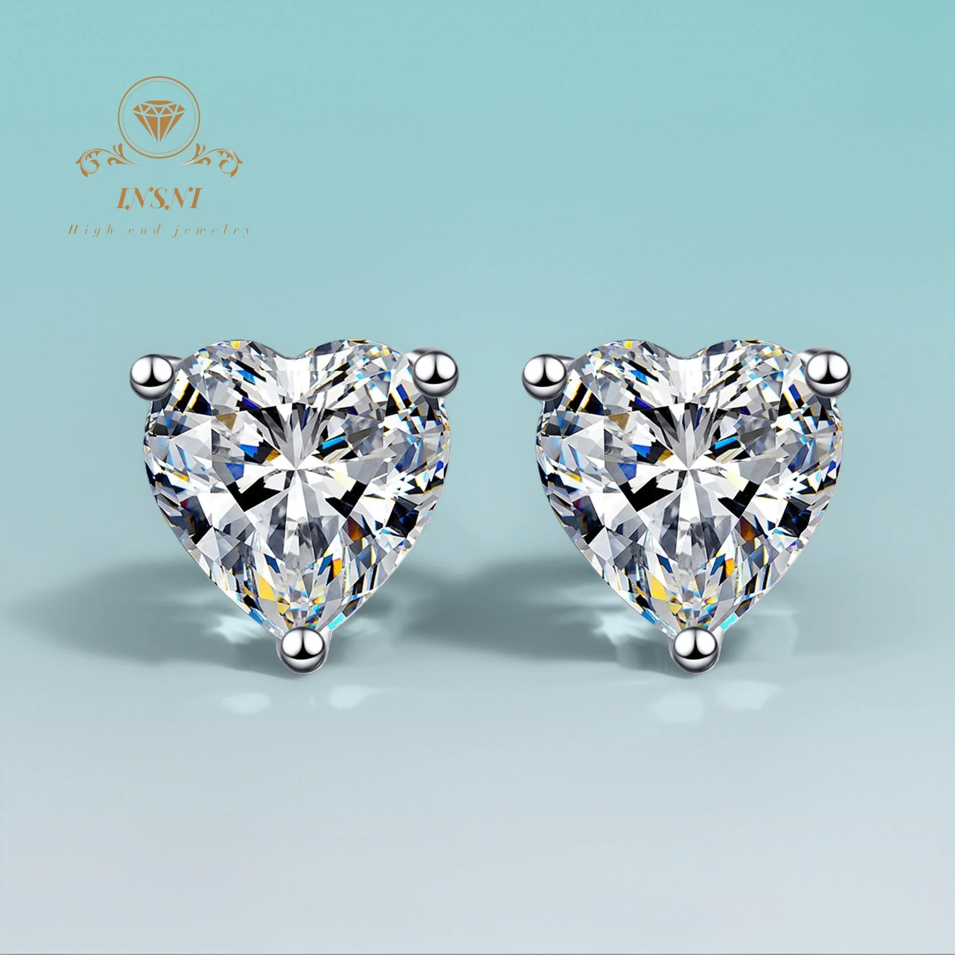 

4 Ct 925 Silver PT950 Gold Plated Heart-Shaped Minimalist Moissanite Earrings Certified Gift For Girlfriend Bestie Gift