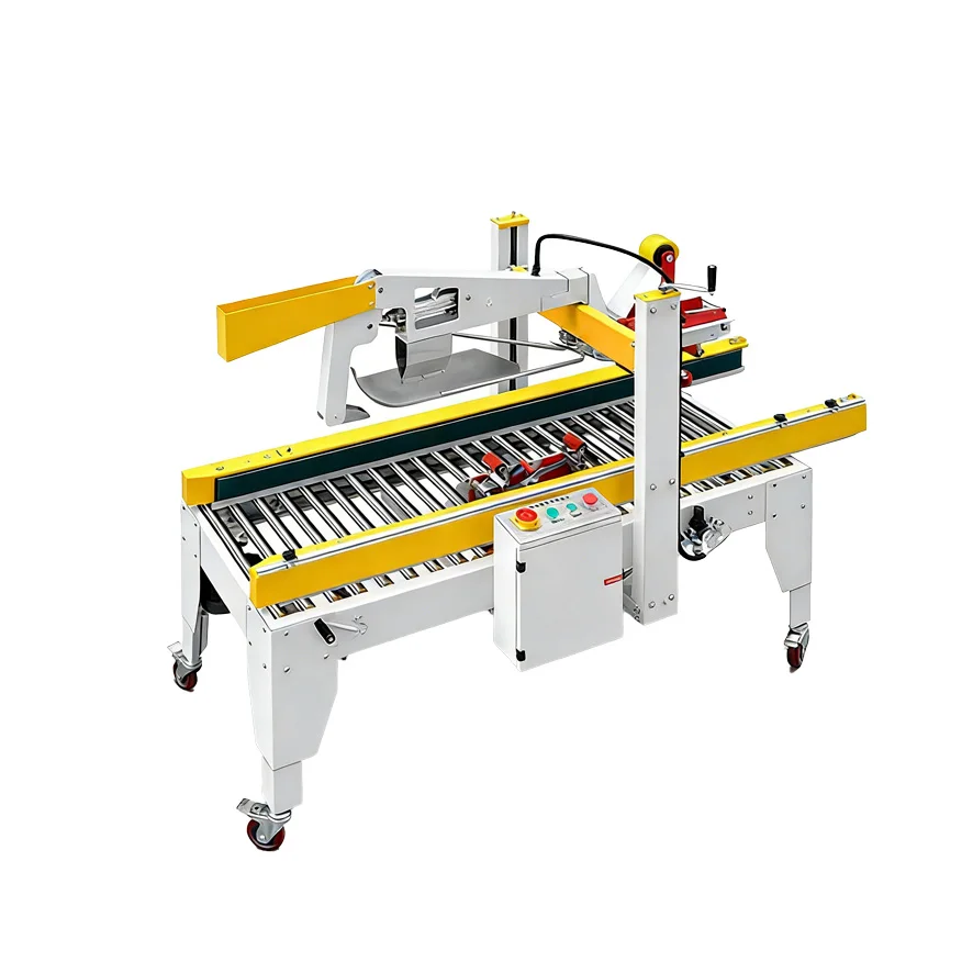 Automatic Folding Carton Sealing Machine, Auto Fold & Tape Seal, Top Bottom Sealing in One Step