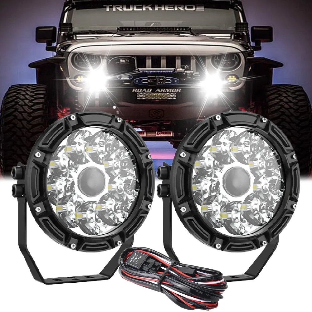 

Светодиодные внедорожные фары Вспомогательные 5-дюймовые светодиодные лампы для дальнего действия с высокими мостами Дневного вождения 4x4 12 В 24 В Автомобиль Грузовик ATV SUV