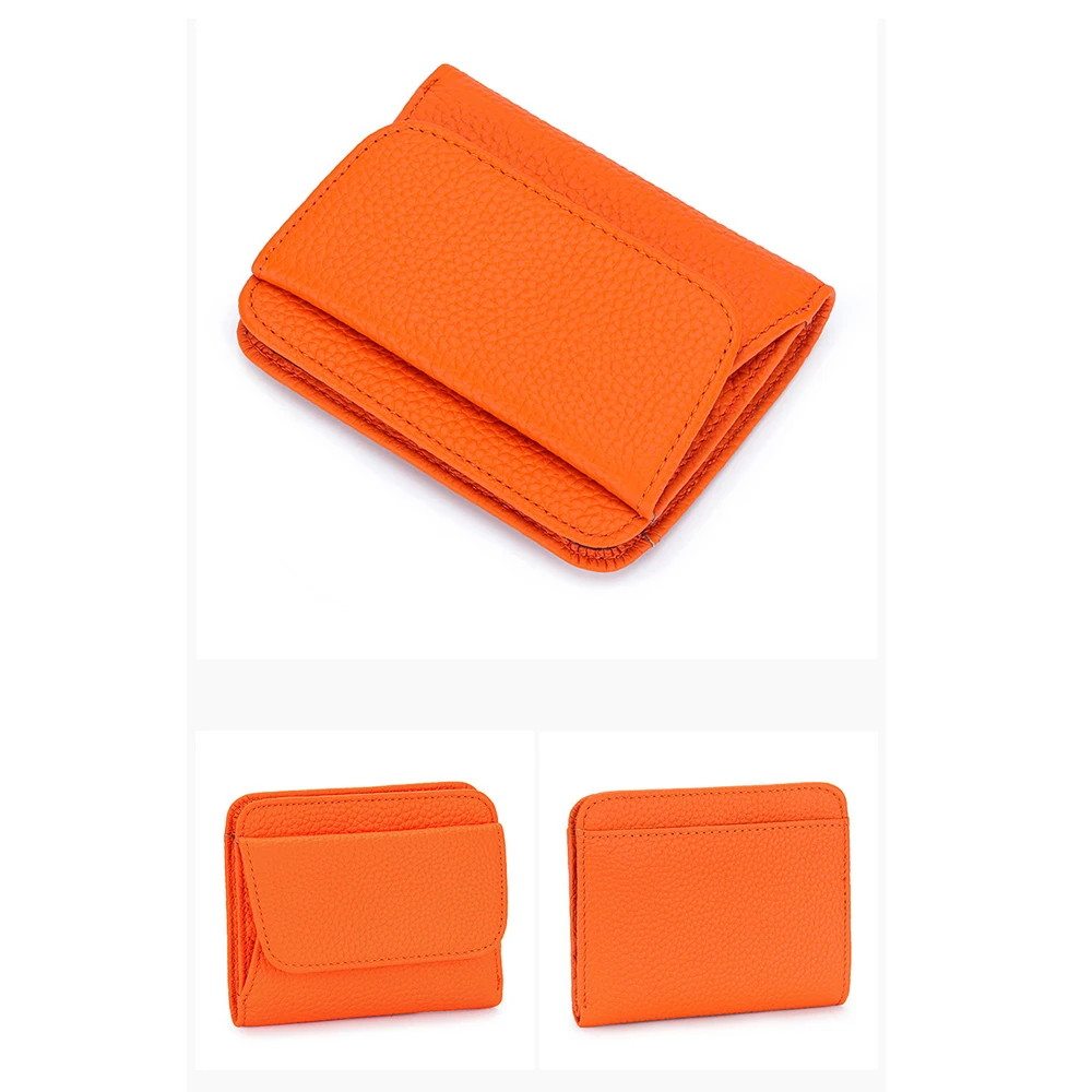 Genuine Leather Small Wallet Women's Purse 2026 New Folding Simple Money Bag Ladies Multi-functional Coin Bag Female Card Holder