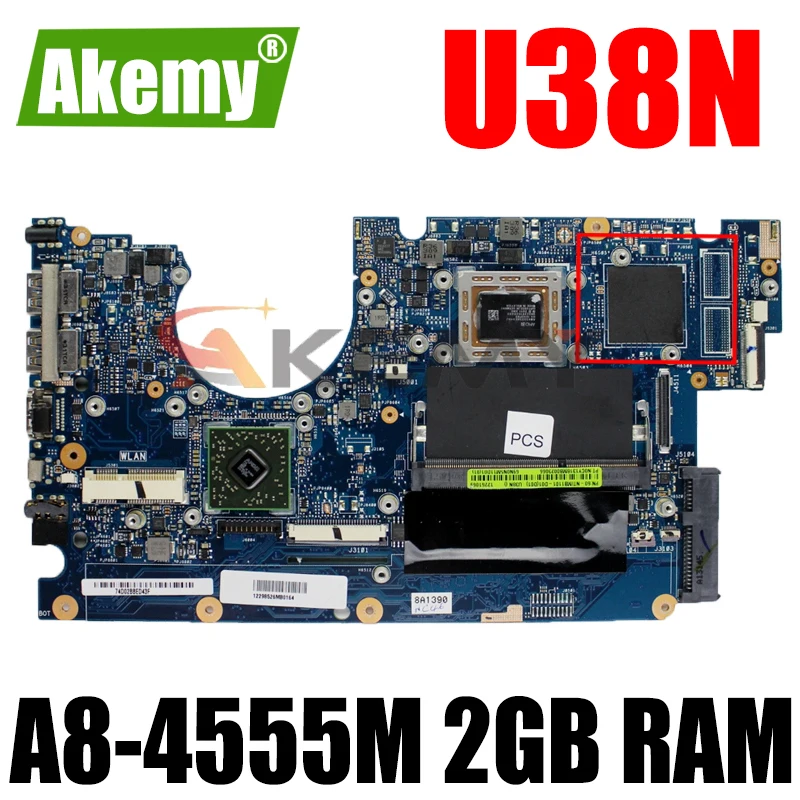 For ASUS U38 U38DT Ultrathin Mainboard U38N With A8-4555M CPU 2GB-RAM Laptop Motherboard 100% Tested OK VivoBook _