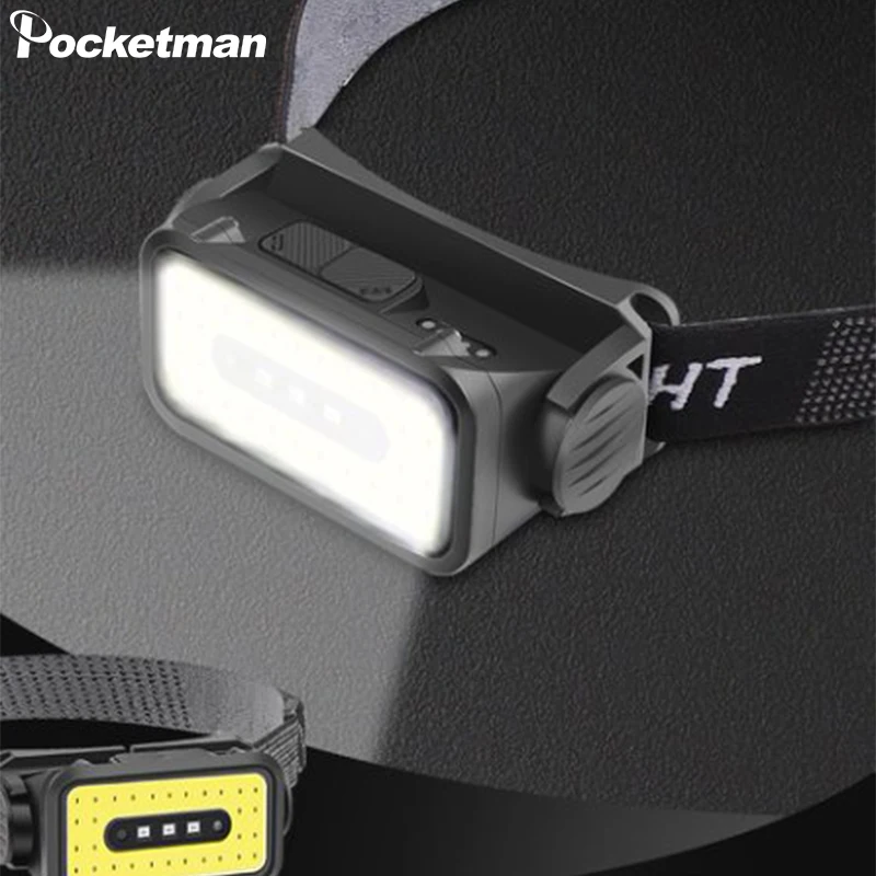 

High Power COB LED Headlamp Smart Motion Sensor Headlight Type-C USB Rechargeable Head Lamp Outdoor Emergency Head Flashlight