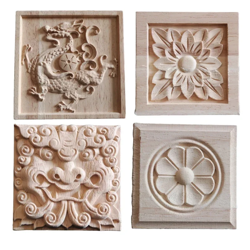 Wooden Carved European Style Furniture Accessories Solid Wood Stickers Wooden Wire Joints Cabinet Door Frames Decoration