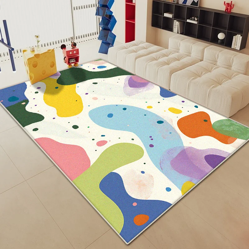 

Abstract Carpet for Living Room Large Area Colored Decoration Sofa Plush Rugs Bedroom Bedside Baby Crawling Mat Antiskid