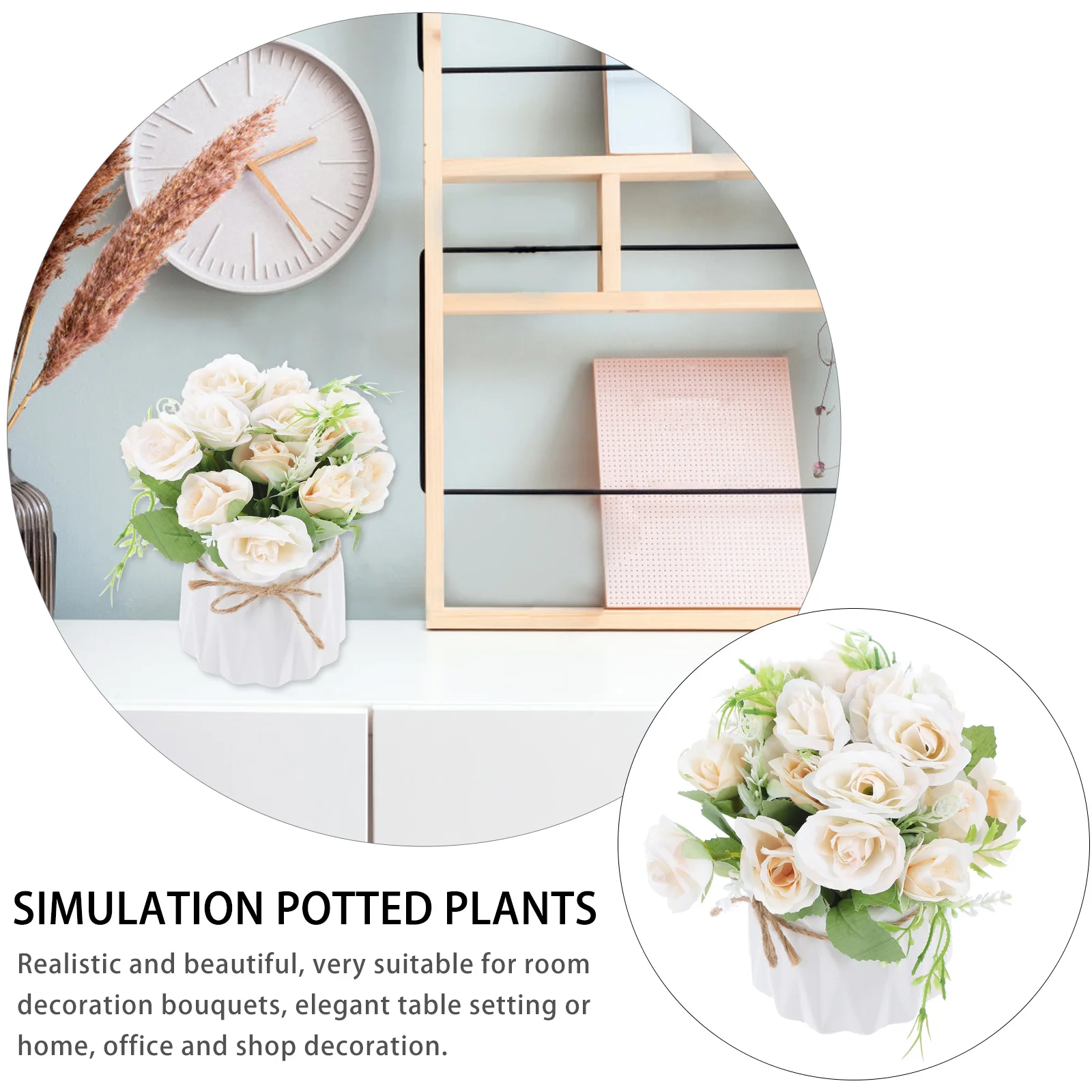 

Artificial Bonsai Rose Pot Simulation Fake Flower Ceramic Flowerpot Home Office Desktop Decoration Artificial Bonsai