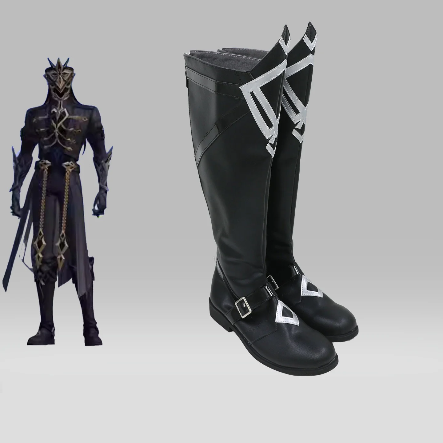 Genshin Impact Il Capitano Cosplay Shoes The Captain Thrain Sentinel Knight Cosplay Prop Halloween Boots Black Shoes Custom Made