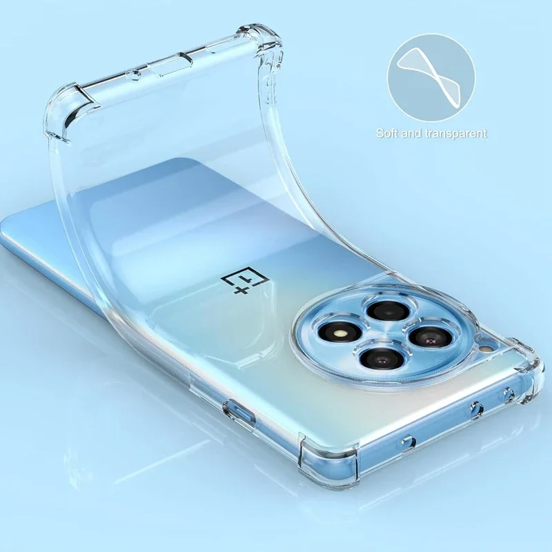 Capa de silicone transparente à prova de choque de luxo para Oneplus, tampa protetora transparente macia, 12, 11, 11R, Ace 2, 3 Pro