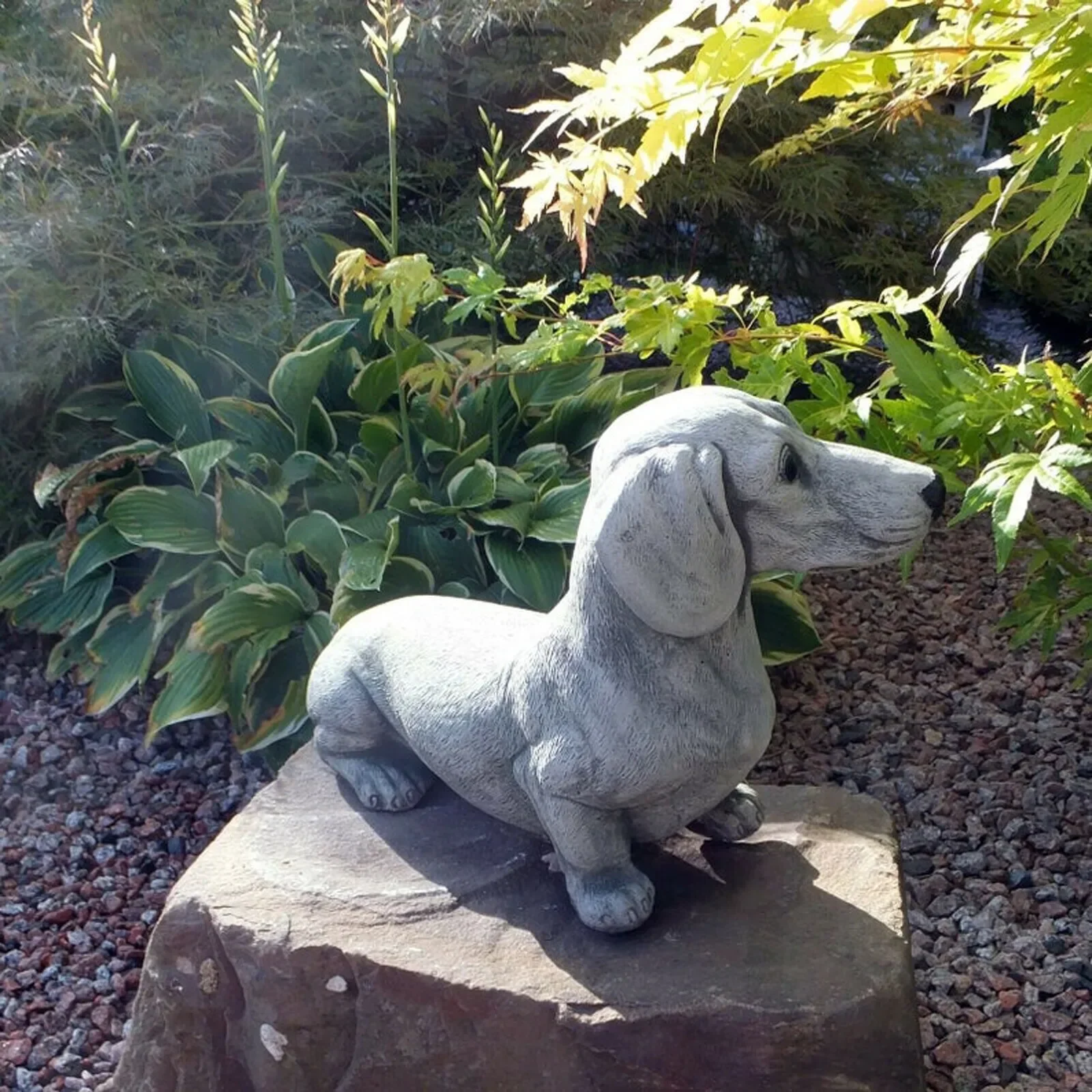 Dachshund Statue Sculpture Cute Memorial Dog Figurines Puppy Lying Down Resin Garden Art Ornament Gift for Lawn Garden Patio