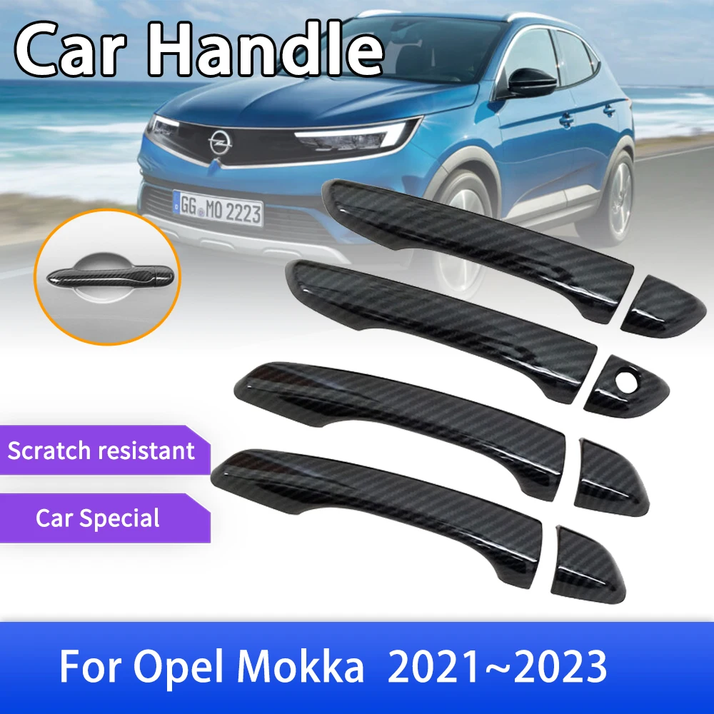 

Carbon Fiber Outer Door Handle Cover Trim for Opel Mokka MK2 2021 2022 2023 Car Protective Accessories Gadget Styling Stickers