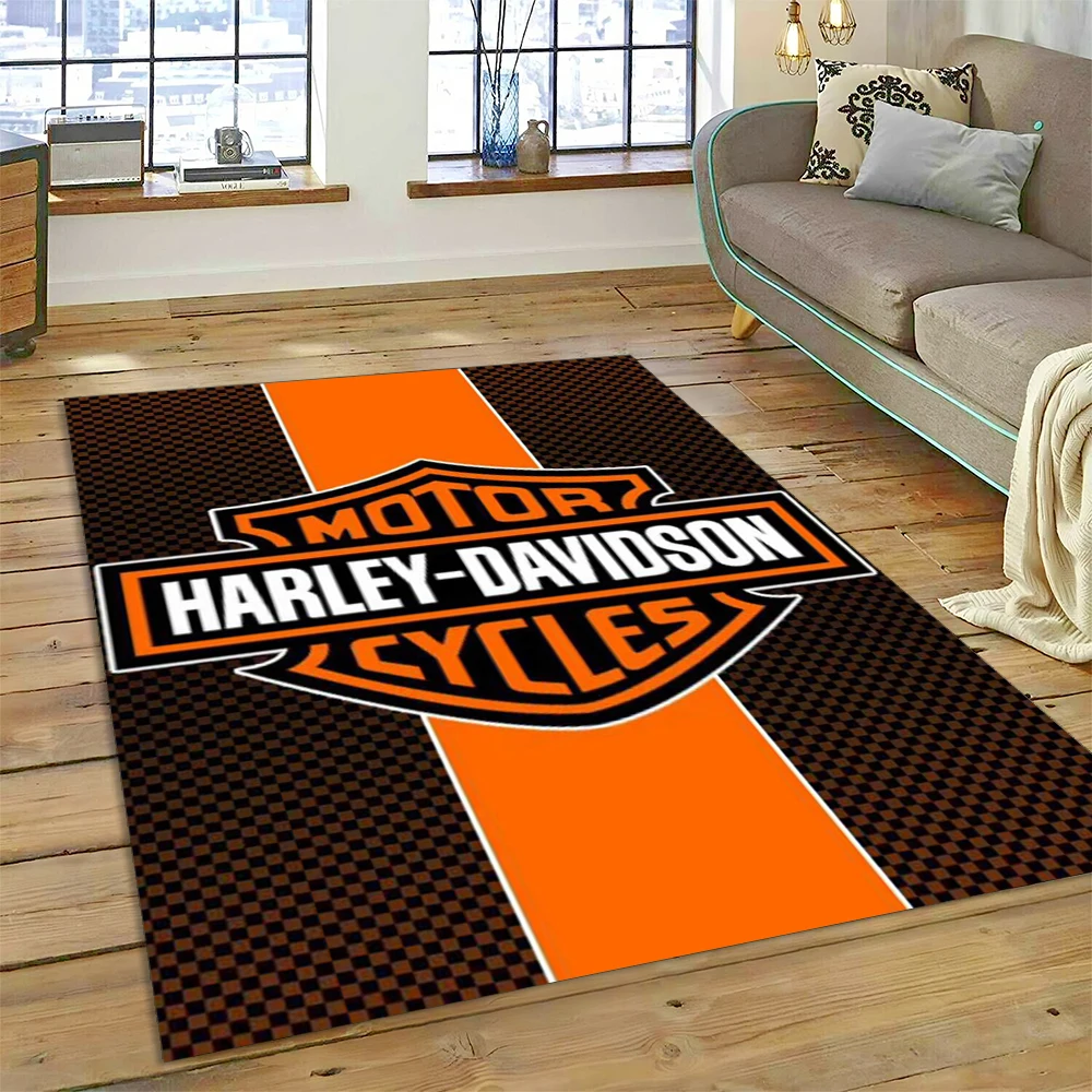 2025 New H-Harley-Davidson Motorcycle Logo Carpet Rug for Living Room Bedroom Home Sofa Decoration,Kids Play Non-slip Floor Mat