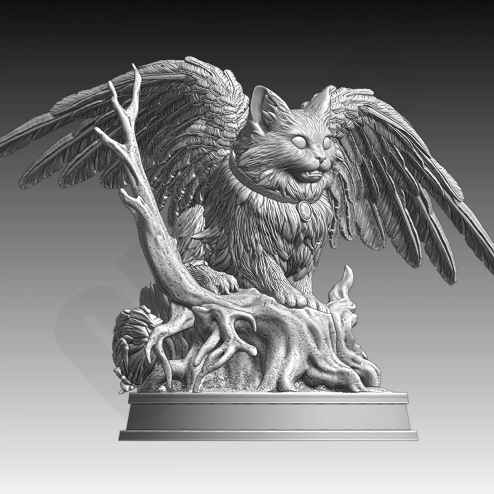 Kit de modelo de figura sin pintar de resina con estampado 3d de búho y gato alado de 60mm, Kits de muñecos Gk en miniatura, juguetes Diy sin montar