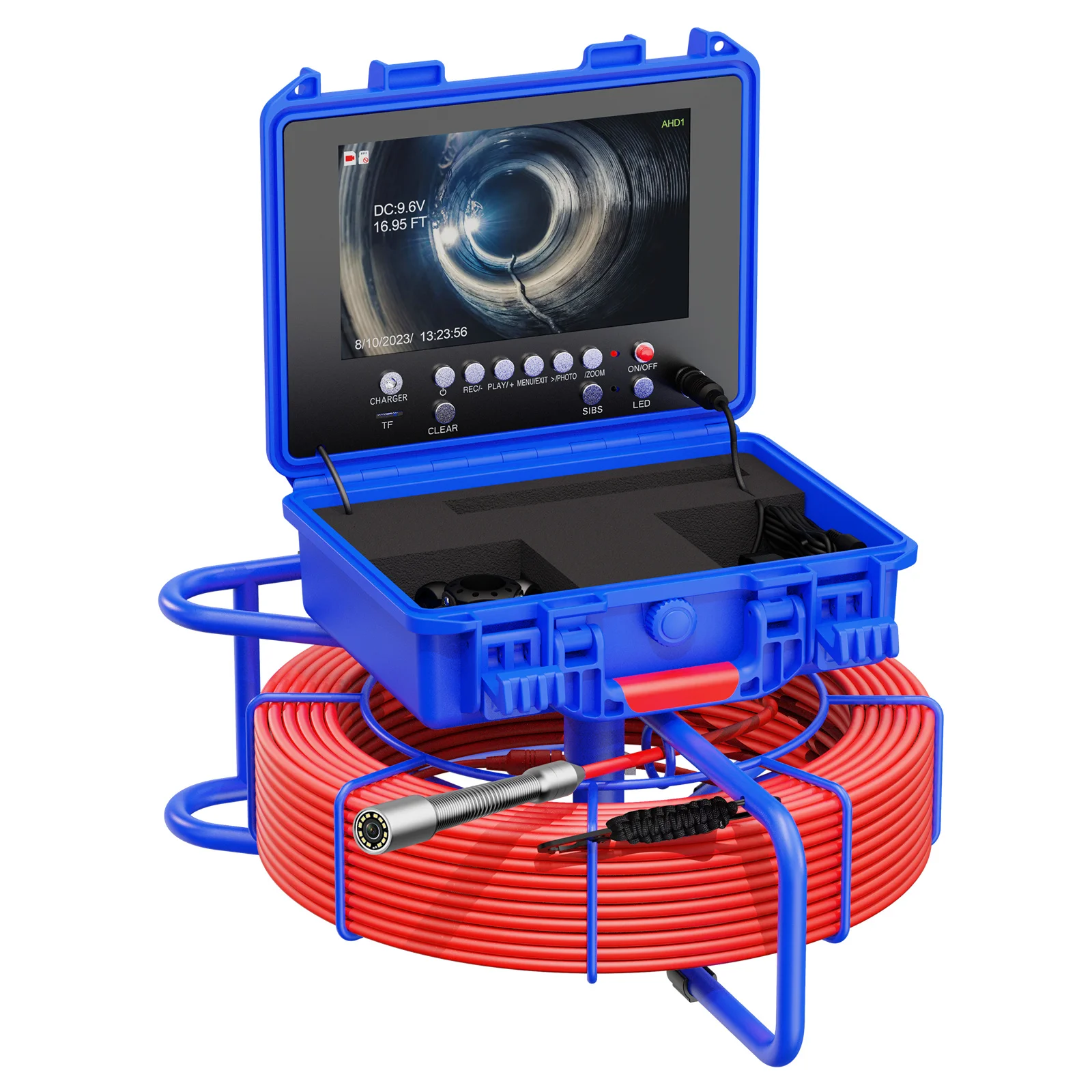 ​ 9 Polegada ips 1080p câmera de esgoto 23mm auto-equilíbrio ultra-clara câmera de inspeção de drenagem com 512hz 1080p 4500mah 7mm cabo