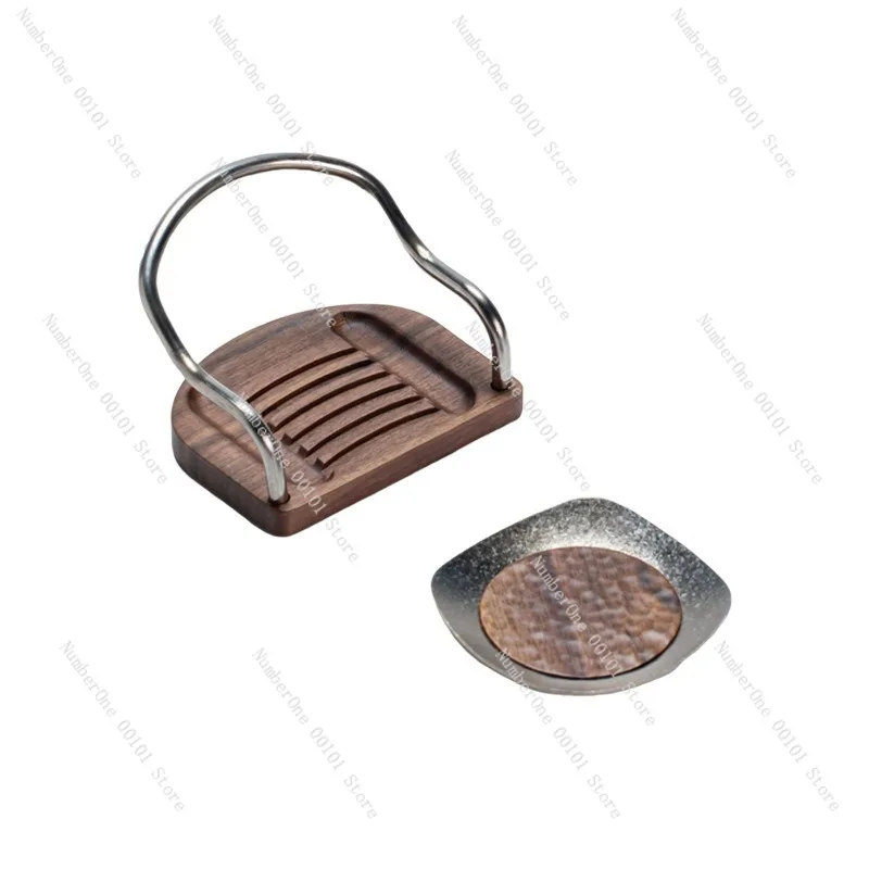 Elegant Chinese Style Pure Titanium Tea Cup Coaster Set Premium Walnut Wood Gongfu Tea Accessories Creative Heat Resistant