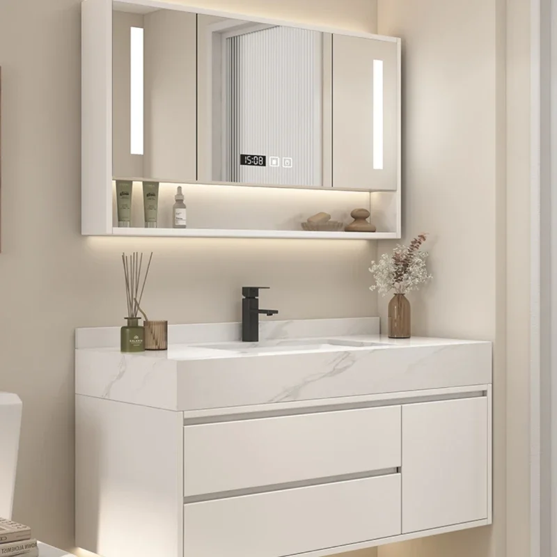 Modern Toilet Bathroom Cabinet Metal Mirror Drawer Wall Bathroom Cabinet Storage Sink Home Furniture YQ50BC