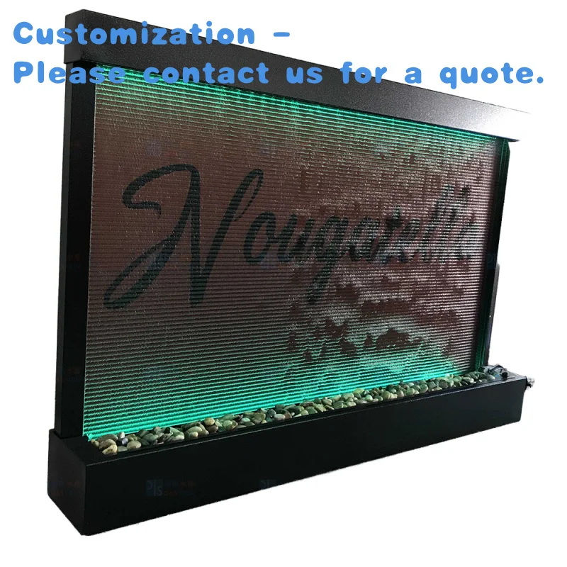 custom.Customized Indoor Grooved Glass Waterfall Fountain Company Hall Decoration Fengshui Features Garden Orname