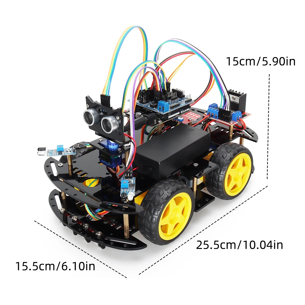 Tscinbuny Robot per Arduino Kit 4wd Kit di automazione Kit elettronici programmazione automazione robotica Kit di componenti Robot