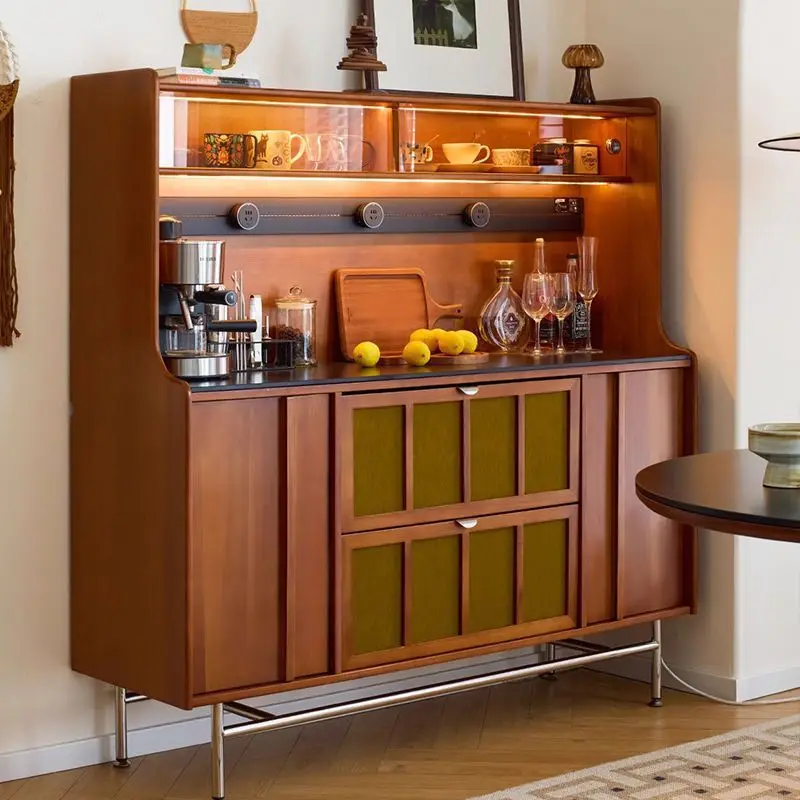 

American Medieval Dining Side Cabinet Retro Bucket Storage Living Room Cabinet Display Tea Home Furniture Armoire XY40GZ