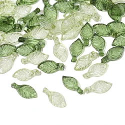 6 Sizes Green Transparent Leaf Shape Acrylic Beads Loose Bead For DIY Jewelry Making Necklace Bracelet Earring Accessories