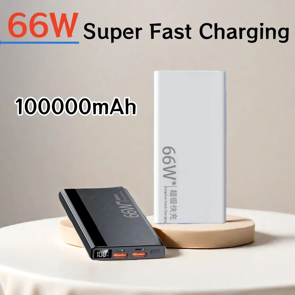 Power Bank 100000mAh 66W Super Fast Charging for iPhone 13 14 Pro Huawei Xiaomi Samsung PD 20W Ultra-thin Portable Powerbank