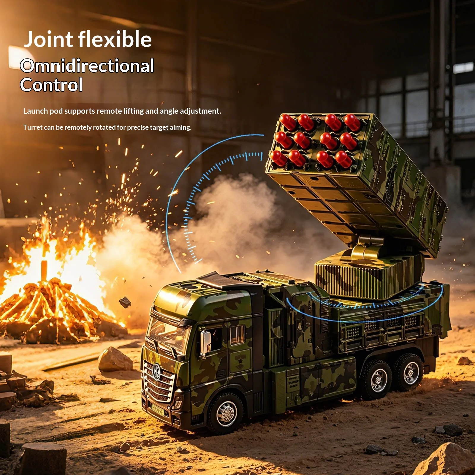 Generic Remote Control Missile Truck Alloy Head Large Size Rocket Launcher Military Vehicle Model Toy For Hobby Collection