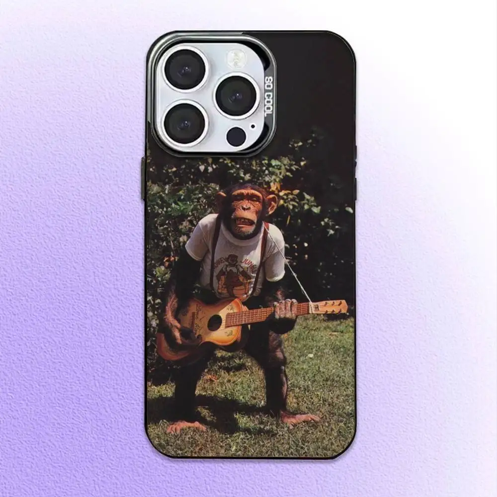 Monkey Gorilla Ape COOL  Phone Case For iPhone17,16,15,14,13,12,11 Plus,Pro Max Colored Silver Plated Inside Cover
