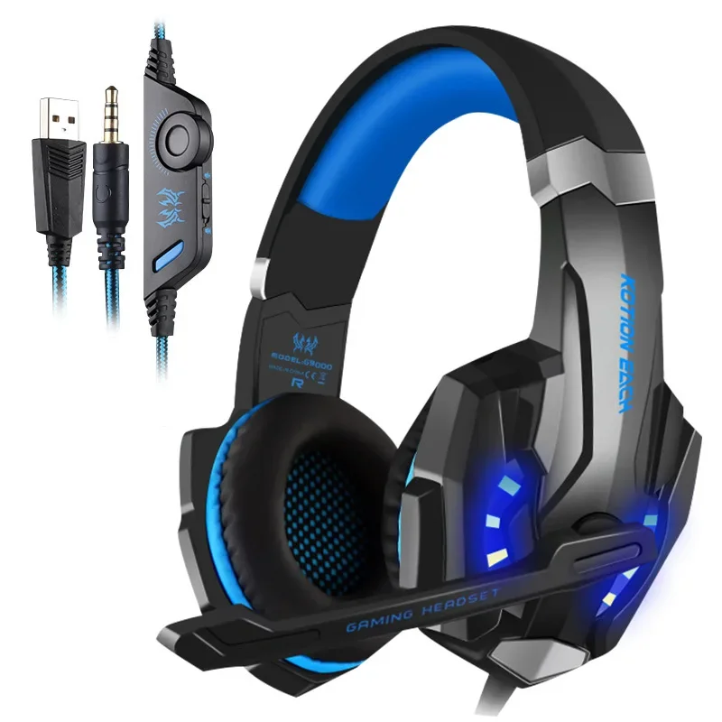 3D Surround Gaming Headset RGB LED Light For PS5 PS4 PC Xbox Wired Headphones 40mm Driver Noise Cancelling Mic Esports Earphones