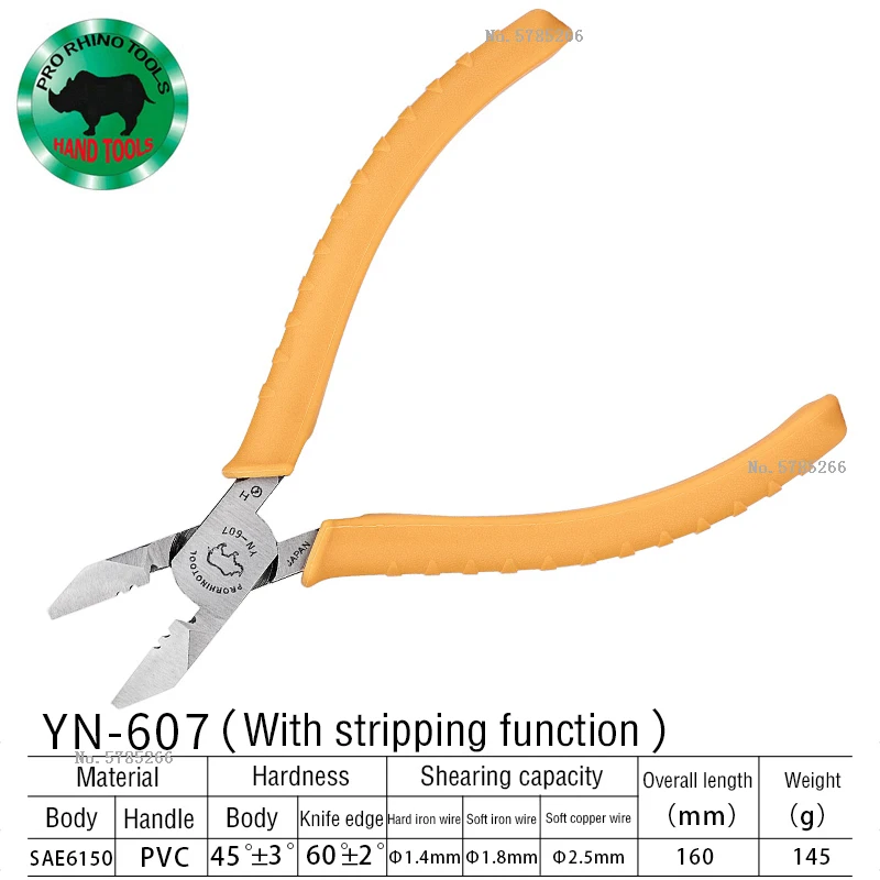 Pinze Oblique per elettricisti multifunzionali RHINO YN-607 giapponesi YP-607 pinze per spelatura a naso affilato di grado industriale
