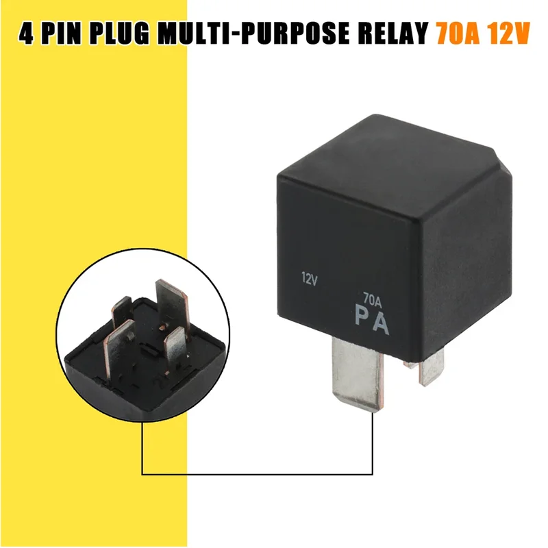 3 Piece 4 Pin Plug Multi-Purpose Relay 70A 12V Black Fit for Ford Volvo