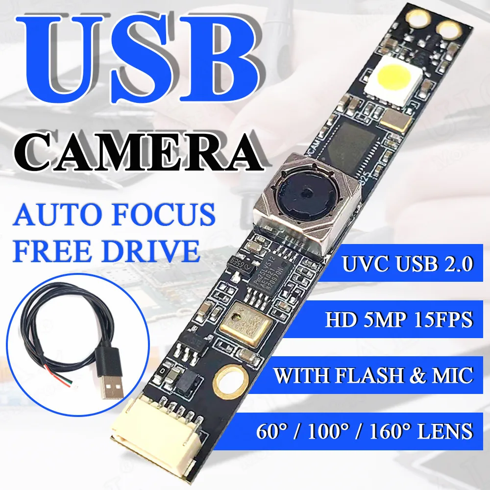 

USB Board for OV5640 Camera Module HD 5 Million Pixel Auto Focus AF FF 60 100 160 Degree Free Driver USB Camera for Laptop